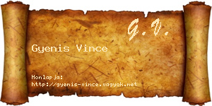 Gyenis Vince névjegykártya